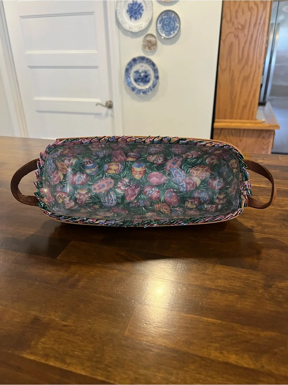 Longaberger, Heartland Collection Muffin Basket, 1990, Easter Eggs & Grass Liner